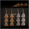 Dangle Chandelier Retro Bollywood Kundan Jhumka Jhu Threelayer Drop Earrings For Women Boho Ethnic Gypsy Fashion Wear Jewe Dhbq0