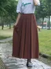kjol bomullslinne kvinnor medeltida kjol mode dubai kalkon solid retro etnisk stil kjol muslim maxi lång kjol vår sommaren 2022