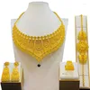 Colar Conjunto de Brincos Banhado a Ouro 24k Dubai Noiva Pulseira Brinco Anel Oriente Médio Árabe Jóias Femininas de Quatro