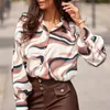 Kadın bluzları rahat gevşek hırka uzun kollu gömlek vintage moda bahar ve sonbahar dijital baskı bluz kadınlar üst kıyafetler 25335