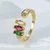 Anneaux de bande de luxe femme petit anneau classique couleur or jaune fiançailles délicat Zircon mariage pour les femmes