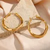 Hoop Huggie Hollow Light Weight Comfortable Cutted Surface Stainless Steel Hoop Earrings For Women 18K Gold PVD Plated Jewelry 230531