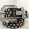 Ontwerper Bb Simon riem Bb riem met strass bezaaide westerse lederen riem voor heren Dames Vintage bling heupriemen voor broeken Jeans herengesp met doosdiamant 23-2