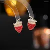 Boucles D'Oreilles Pendantes Bilincolor Lumière De Luxe Coréen En Forme De Coeur Simple Fraise Pour Mariage Ou Fête