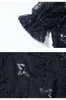 2023 夏ブラックスター刺繍スパンコールチュールドレス半袖スクエアネックショートカジュアルドレス Y3M256679