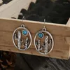 Boucles d'oreilles pendantes Boho Cute Valentine's Hammered Southwestern Turquoise Cactus Hoop