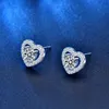 S925 Silver Moissanite Heart Earrings 0.5CT 1CT VVS1 D Color Lab Diamond Stud örhängen Bröllop smycken