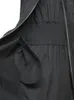 Vestidos casuais senhora cintura elástica zíper mini vestido manga longa gola virada para baixo mulheres camisa preta solta robe curto 2023 início do outono
