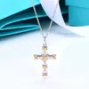 Designer Brand Tiffayss Same Cross Necklace Dames Fashion X-vormige diamant sleutelbeen ketting Ketting Scheiding Electroplating Cross Pendant