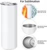 USA Warehouse Blank Sublimation Tumblers 20 oz rakt stål 20 oz bilmuggar med halmisolerade vattenflaskor för DIY-utskrift
