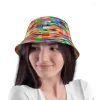 Berets Multicolor 3D ثلاثية الأبعاد قبعة دلو للنساء رجال مراهقات قابلة للطي بوب الصياد القبعات بنما كاب الخريف