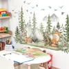 Wall Stickers Large Forest Animals Deer Bear for Kids Rooms Nursery Decals Boys Room decoration Cartoon Trees Mural 230531