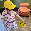 衣類セット夏の子供兄弟服の男の子トップとショーツスーツガールスリップドレスハート2pcs兄弟姉妹マッチ服セット230601