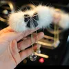 Ny Fashion Pearl Mink Fur Bow Car Air Freshener Outlet Vent Clip Bowknot Crystal Tassels Car Parfym Solid Diffuser biltillbehör