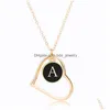 Hanger Kettingen Mode Holle Hart Ketting Vrouwen Meisjes Goud Kleur Ketting Az Beginletters Bruiloft Sieraden Geschenken Drop Del Dhfpz