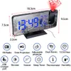 Bureau Tafelklokken LED Digitale projectie Wekker Elektronisch met FM-radio Tijdprojector Slaapkamer Nachtkastje Mute 230531