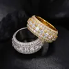 Anillo de moissanita de lujo de 5 filas, probador de diamantes, Plata de Ley 925, anillos de joyería de moda brillantes, anillo de moissanita para hombres