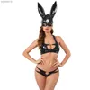 Sexy Faux Leather Bunny Lingerie Women Exotic Bunny Suit Hen Party Fetish Dress Erotic Lingerie Sex S-L Costume L230518