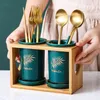Storage Bottles Korean-style Ceramic Chopsticks Basket Drainage Household Kitchen Tableware Fork Spoon Box Items