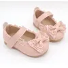 Flat Shoes Lovely Small Girl Spring Lace Princess Leather 2023 Black/pink Children Loafers Soft Bow Flower