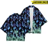 Roupas étnicas Estilo Japonês Conjuntos Moda Quimono Masculino Feminino Tamanho Grande 6XL Blue Flame China Harajuku Cardigan Haori Obi Roupas Asiáticas Calças