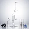 CSYC GB007 Rökningssats Glas Bong dubbelåtervinning Oljerigg Vax Glas Vattenrör Bongs med 14 mm Ti-TIPS eller Quartz Banger Nail Bubbler Stand Base