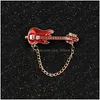 Pins Brooches Fashion Mini Guitar Pin Small Musician Metal Chain For Women Man Garment Clothes Badge Jewelry Accessories Gift Drop D Dhbvc