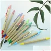 Ballpoint Pens Promotional Students Ecofriendly Paper Custom Logo School Supplies Stationery Plastic Clip Dh1334 Drop Delivery Offic Dhij6