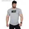 T-shirts pour hommes 2021 printemps Nouveau t-shirt en coton maigre pour hommes Fitness Bodybuilding Manches courtes Gym Workout Tee Tops Summer Casual Print Vêtements T230601