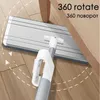 MOPS Magic Mite Borttagning Squeeze Plat Mop Hand Free Washing Microfiber Mop For Home Kitchen House Wash Floor Cleaning Mop Rag Pads Z0601