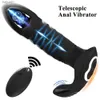 Vibromasseur anal à poussée automatique Masseur de prostate masculin Vibration télescopique Masturbation Anal Plug Télécommande sans fil L230518