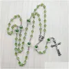 Pendant Necklaces Green Acrylic Rosary Necklace Long Vintage Cross Strand Religious Pray Jewelry Gifts Drop Delivery Pendants Dh5Uq