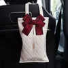 Ny Fashion Bowknot Läder Bilvävnadslådor Söta Auto Seat Back Tissue Bag Organizer Car Decoration Auto Interiör Förvaringsväska