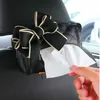 Nouveau mignon Bowknot siège de voiture appui-tête suspendu tissu support de la boîte multi-fonction en cuir papier tour organisateur style voiture accessoires