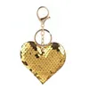 Keychains Lanyards Sequined Heart Keychain Party Favor Colorf Lage Decoration Mini Key Chain Bag Pendant Creative Christmas Gift K DHGT5