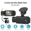 2.0 pouces voiture DVR 3 canaux Dash Cam vedio enregistreur Black Box double objectif DVR avec vue arrière caméra boucle enregistrement objectif grand angle S11