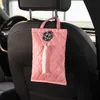 Nouveau classique camélia fleur voiture appui-tête tissu sac Auto siège suspendu en cuir papier boîte tour titulaire style voiture accessoires