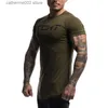 Męskie koszulki Summer New Men T-shirt Modna fitness T-koszulka Mężczyzna Męskie Siłowce Lisurowe Krótkie rękawy Slim Fit TEE TOPS Odzież T230601