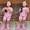 Kids Designer Clothing Sets T-shirt Roze brief Gedrukt Korte Zomer Tracksuit Childrens Treasures and Girls Cotton Two Pally Set