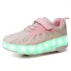 Chaussures de sport LED patins à roulettes enfants deux roues baskets lumineuses garçons filles USB charge taille 28-40