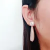 Stud Earrings Lii Ji 925 Sterling Silver Big Real Pearl Long Sunstone Drop Earring High Luster Baroque Women Jewelry