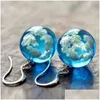 Dangle Lustre Mode Bijoux Bleu Ciel Sphère Boucles D'oreilles Terrarium Clair Nuageux Designer Cristal Boucle D'oreille Inspiré De La Nature Drop Del Dhi8B