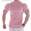 Erkek Tişörtler Sıradan Kısa Kollu Tişörtler Erkek Spor Salonu Fitness Spor T-Shirt Erkek İnşa Sıska Tee Gömlek Yaz Sıkıştırma Gömlek Erkek Giysileri T230601