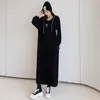 Basic Casual Dresses Robes décontractées 2023 automne mode coréenne femme robe robes coton ample grande taille sweat à capuche noir femmes Maxi Long M6k7 M6k7