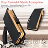 Zipper Leather Cases For Samsung Galaxy Z Fold 4 Fold3 Case Wristband Pen Credit Card Flexible RFID Wallet Cover