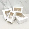 Present Wrap 5 Pieces/2/4/6/Holes Cavities Marble Kraft Cupcake View Window Muffin Cookies Candy Dessert Container Wedding Party Birthday Födelsedag