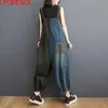 Jeans 2022 Korean Summer New Women Plaid Ripped Denim Overalls Ladies Streetwear Oversized Jeans Girl Punk Style Anklelength Pants