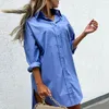 Damesblouses Herfstoverhemd Comfortabele vrouwelijke top Chique snijden Effen kleur Hoog-lage zoom Side Split Oversized werkblouse