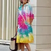 Casual Dresses Women's Dress 3d Lapel Summer Flower Texture Abstract Print Elegant Street Loose Miniskirt Bohemian Beach 2023