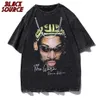 Męskie koszulki Hip Hop Streetwear Mężczyźni Zwykła koszulka Rapper T-koszulka Zmycona krótkie rękaw HARAJUKU TEE T SHIRT Portret Graphic J230602